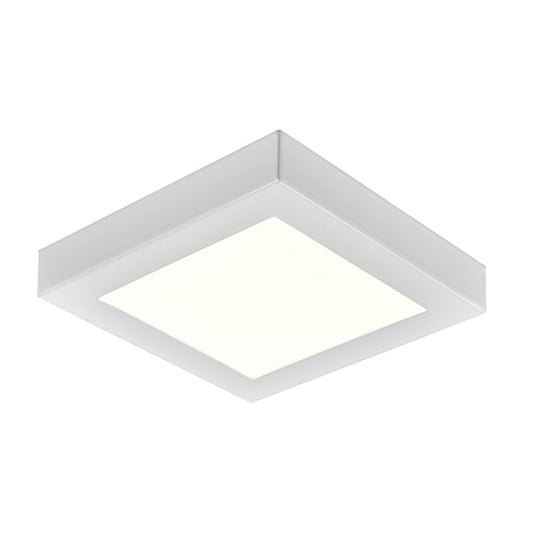 Atlas Lighting Titan 6in 1-Light LED Square Flush Mount | Modern White Metal and Acrylic | Hallway & Bedroom Ceiling Light | Model CL11515-WH