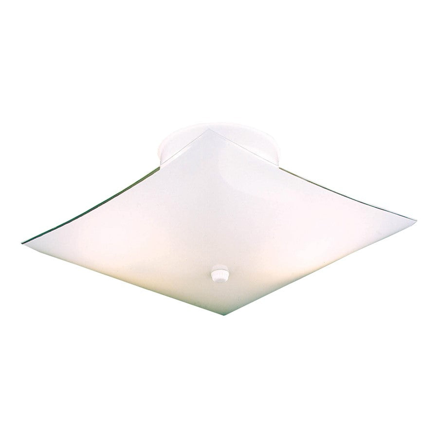 Atlas Lighting Veil 12in 2-Light Flush Mount | Traditional White Metal and Frosted Glass | Bedroom & Hallway Ceiling Light | Model CL11519-WH