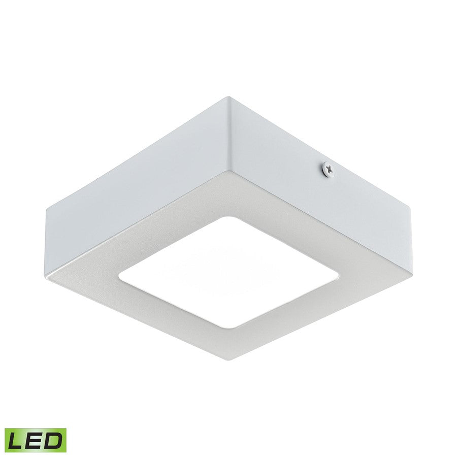 Atlas Lighting Warwick 5in 1-Light LED Flush Mount | Modern Matte White Metal and Acrylic | Hallway & Closet Ceiling Light | Model CL11520-WH