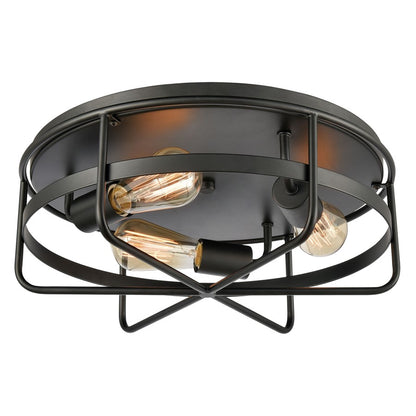 Atlas Lighting Wickshire 16in 3-Light Flush Mount | Transitional Matte Black Metal | Bedroom & Hallway | 16 x 16 x 6 in | Model CL11521-BK