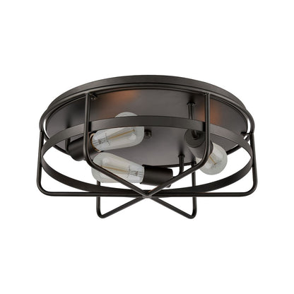 Atlas Lighting Wickshire 16in 3-Light Flush Mount | Transitional Matte Black Metal | Bedroom & Hallway | 16 x 16 x 6 in | Model CL11521-BK