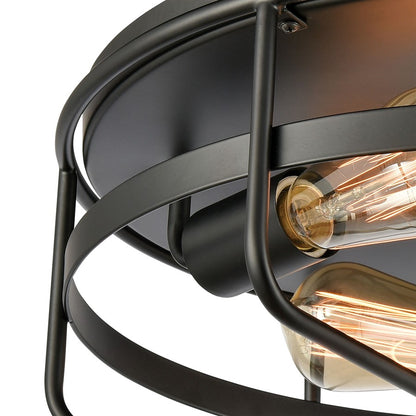 Atlas Lighting Wickshire 16in 3-Light Flush Mount | Transitional Matte Black Metal | Bedroom & Hallway | 16 x 16 x 6 in | Model CL11521-BK