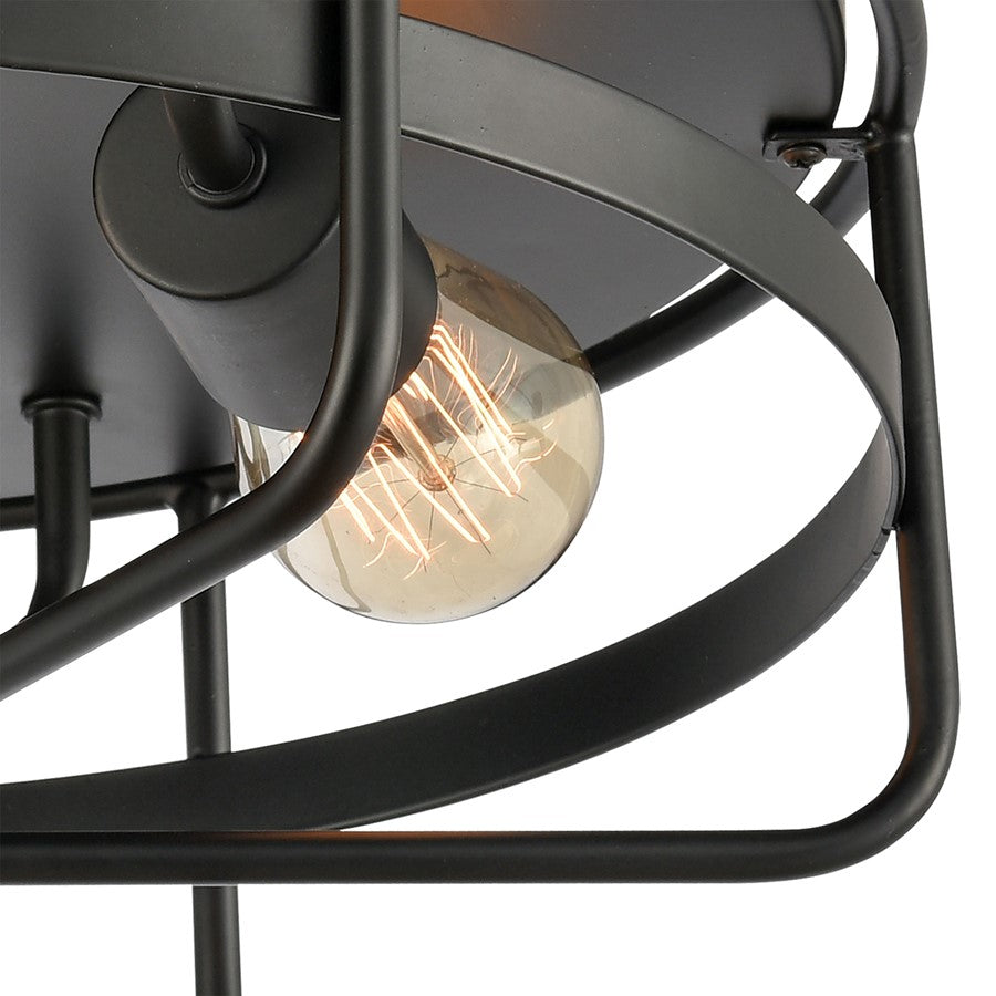 Atlas Lighting Wickshire 16in 3-Light Flush Mount | Transitional Matte Black Metal | Bedroom & Hallway | 16 x 16 x 6 in | Model CL11521-BK