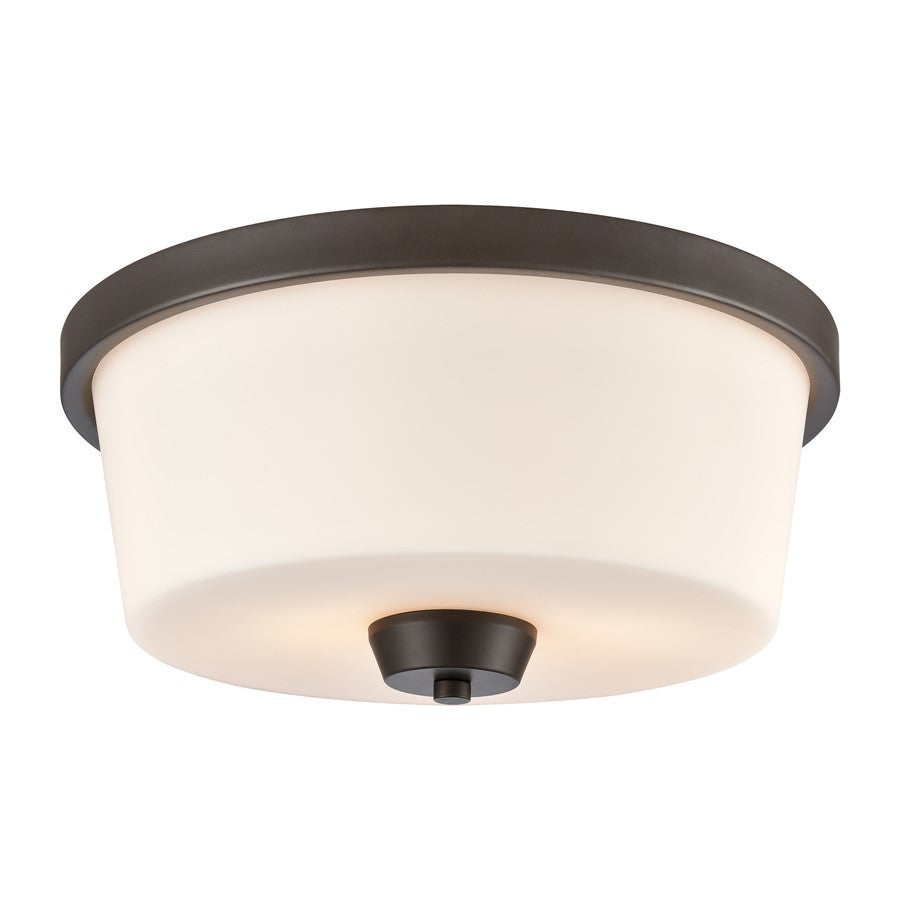 Atlas Lighting Winslow 13in 2-Light Flush Mount | Modern Oil Rubbed Bronze and White Glass | Bedroom & Kitchen | 13 x 13 x 6 in | Model CL11522-BZ