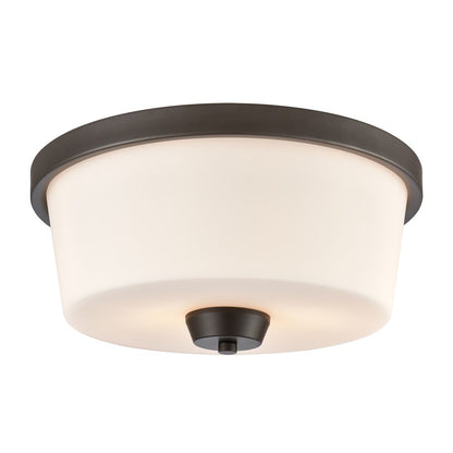 Atlas Lighting Winslow 13in 2-Light Flush Mount | Modern Oil Rubbed Bronze and White Glass | Bedroom & Kitchen | 13 x 13 x 6 in | Model CL11522-BZ