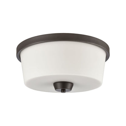 Atlas Lighting Winslow 13in 2-Light Flush Mount | Modern Oil Rubbed Bronze and White Glass | Bedroom & Kitchen | 13 x 13 x 6 in | Model CL11522-BZ