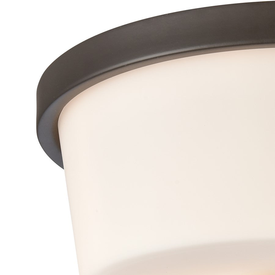 Atlas Lighting Winslow 13in 2-Light Flush Mount | Modern Oil Rubbed Bronze and White Glass | Bedroom & Kitchen | 13 x 13 x 6 in | Model CL11522-BZ
