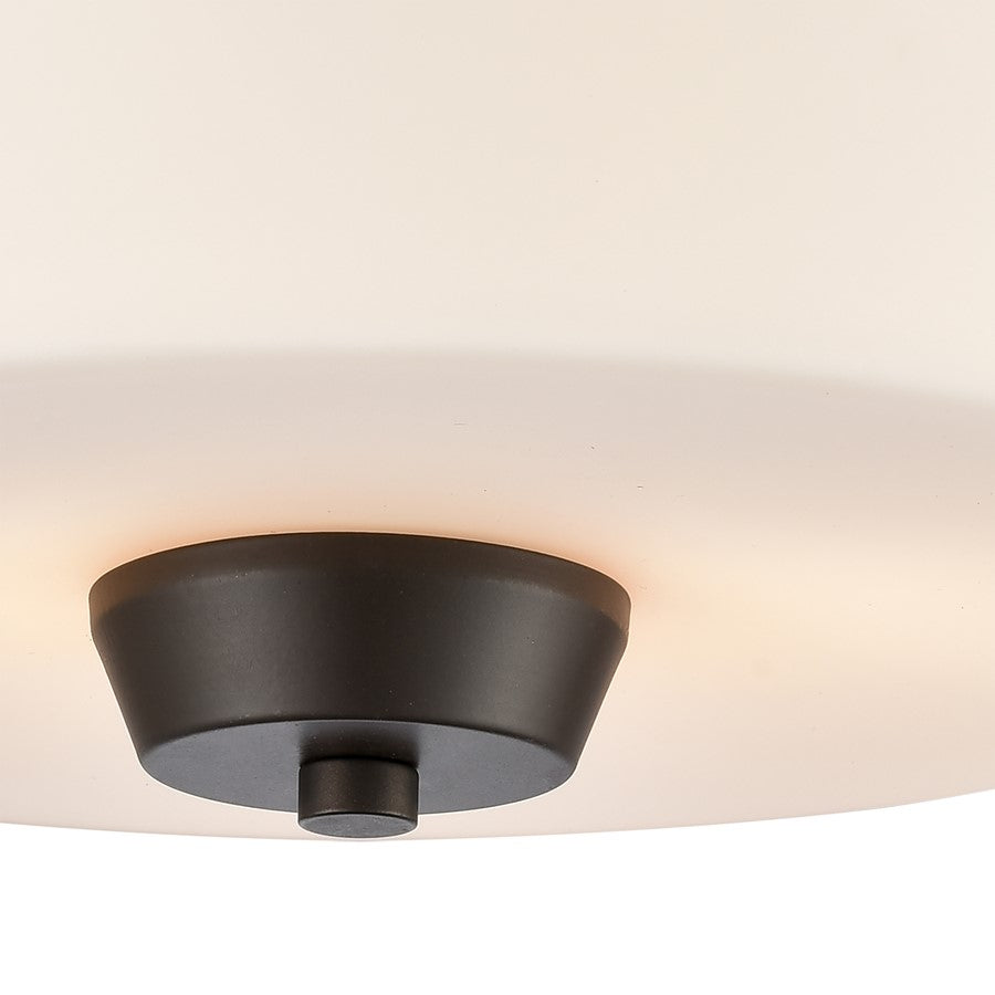 Atlas Lighting Winslow 13in 2-Light Flush Mount | Modern Oil Rubbed Bronze and White Glass | Bedroom & Kitchen | 13 x 13 x 6 in | Model CL11522-BZ