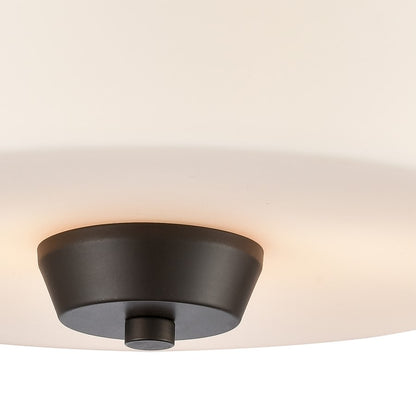 Atlas Lighting Winslow 13in 2-Light Flush Mount | Modern Oil Rubbed Bronze and White Glass | Bedroom & Kitchen | 13 x 13 x 6 in | Model CL11522-BZ