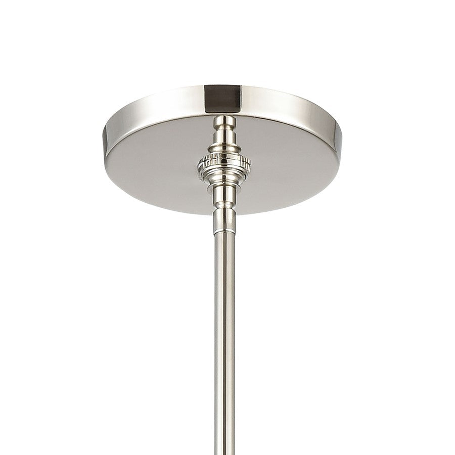 Atlas Lighting Abaca 8in 1-Light Mini Pendant | Transitional Polished Nickel and Gray Rope | Kitchen Island & Dining Room | Model CL11525-NK