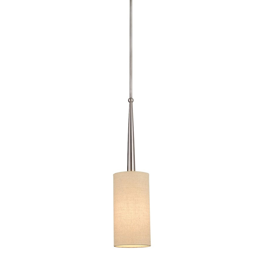 Atlas Lighting Allure 6in 1-Light Pendant | Transitional Brushed Nickel and Beige Fabric | Kitchen Island & Dining Room | Model CL11527-NK