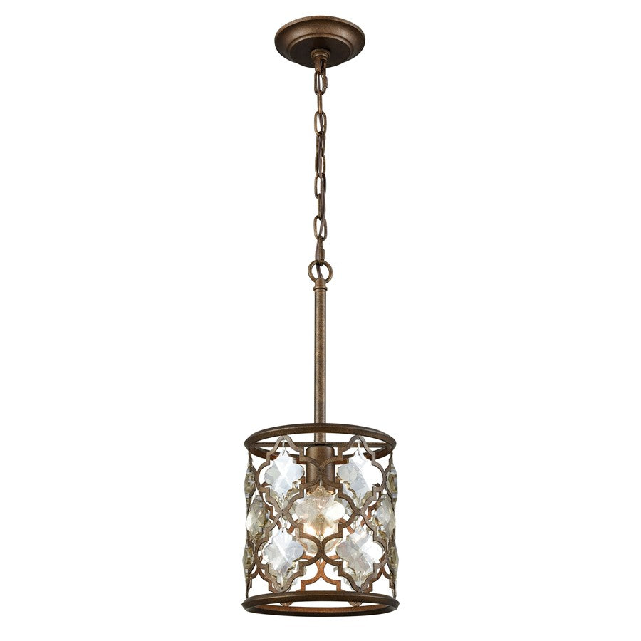 Atlas Lighting Armand 8in 1-Light Mini Pendant | Traditional Weathered Bronze and Clear Crystal | Dining Room & Entryway | Model CL11529-BZ