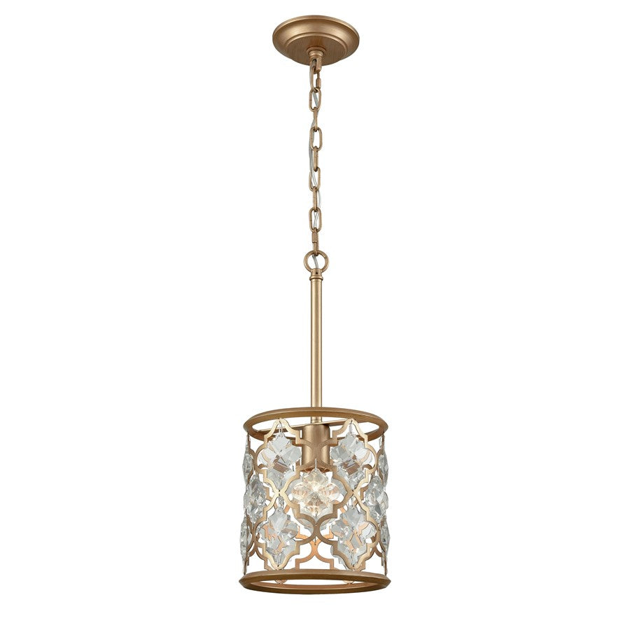 Atlas Lighting Armand 8in 1-Light Mini Pendant | Traditional Matte Gold and Clear Crystal | Dining Room & Entryway | 8 x 8 x 9 in | Model CL11529-GD