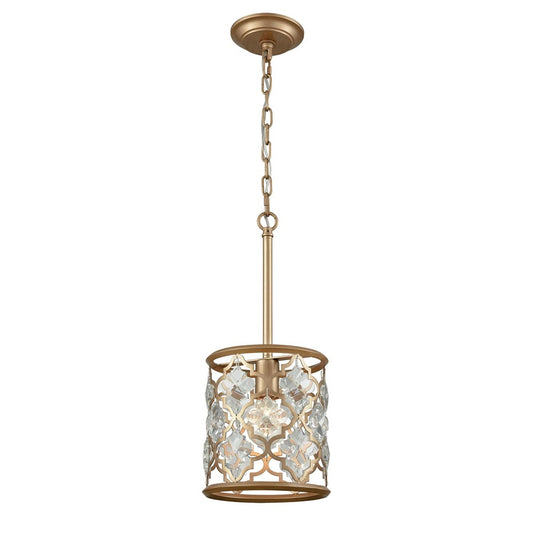 Atlas Lighting Armand 8in 1-Light Mini Pendant | Traditional Matte Gold and Clear Crystal | Dining Room & Entryway | 8 x 8 x 9 in | Model CL11529-GD