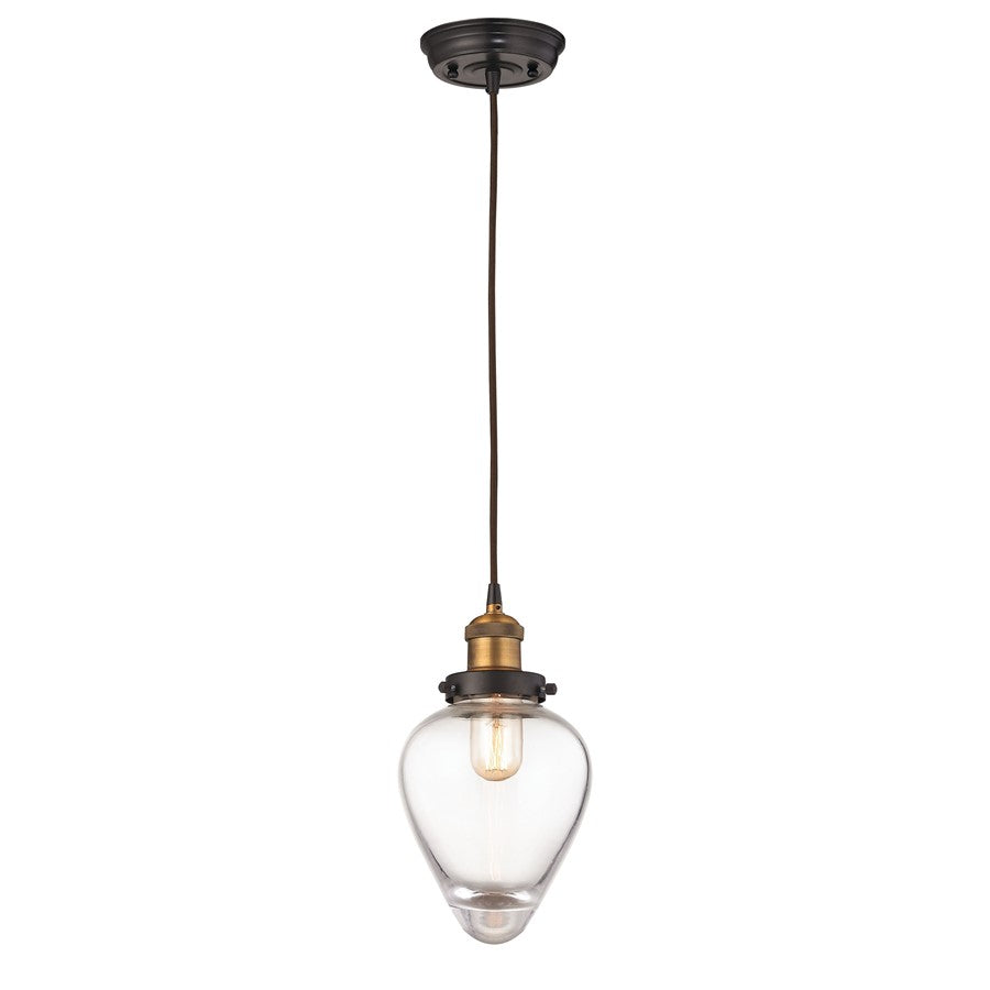Atlas Lighting Bartram 7in 1-Light Pendant | Modern Antique Brass and Clear Glass | Kitchen Island & Dining Room | 7 x 7 x 12 in | Model CL11534-BS