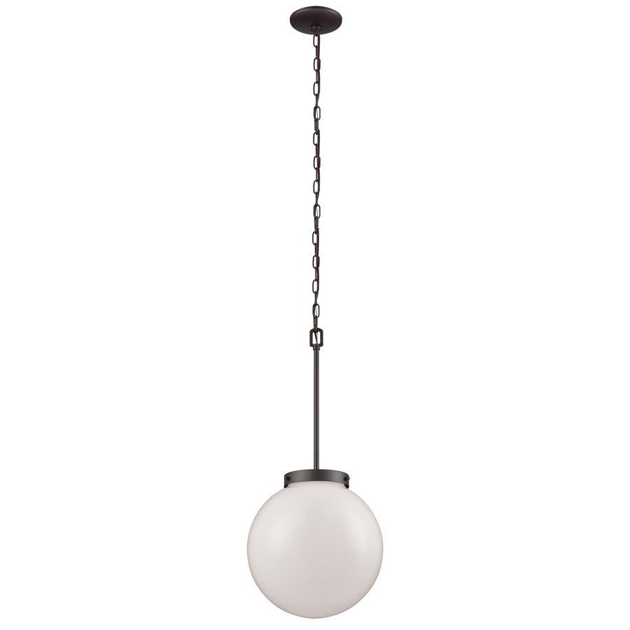 Atlas Lighting Beckett 12in 1-Light Mini Pendant | Modern Oil Rubbed Bronze and White Frosted Glass | Kitchen Island & Dining | Model CL11535-BZ1