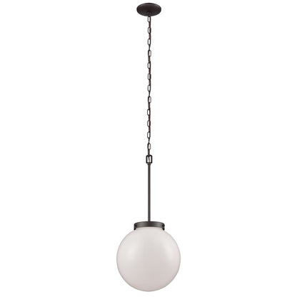 Atlas Lighting Beckett 12in 1-Light Mini Pendant | Modern Oil Rubbed Bronze and White Frosted Glass | Kitchen Island & Dining | Model CL11535-BZ1