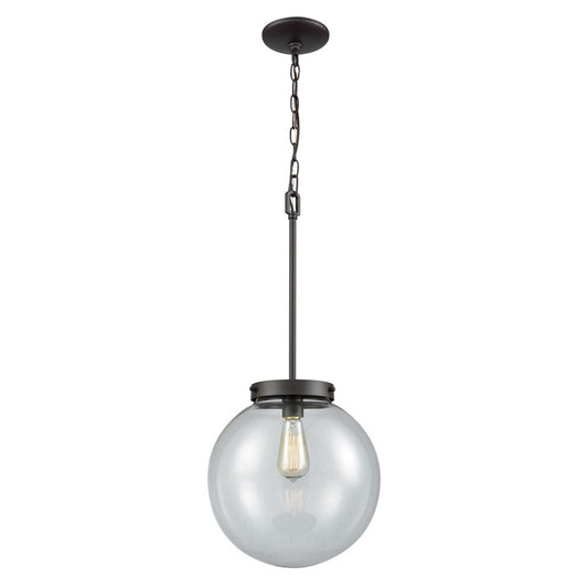 Atlas Lighting Beckett 12in 1-Light Mini Pendant | Modern Oil Rubbed Bronze and Clear Glass | Kitchen Island & Dining Room | Model CL11535-BZ2