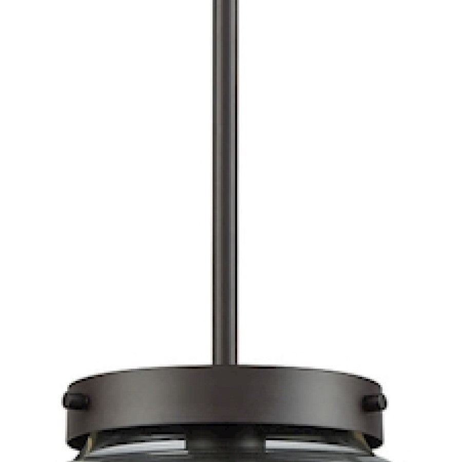 Atlas Lighting Beckett 12in 1-Light Mini Pendant | Modern Oil Rubbed Bronze and Clear Glass | Kitchen Island & Dining Room | Model CL11535-BZ2