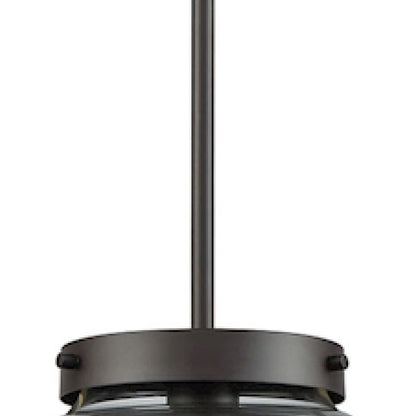 Atlas Lighting Beckett 12in 1-Light Mini Pendant | Modern Oil Rubbed Bronze and Clear Glass | Kitchen Island & Dining Room | Model CL11535-BZ2