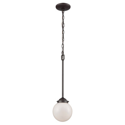 Atlas Lighting Beckett 6in 1-Light Mini Pendant | Modern Oil Rubbed Bronze and White Frosted Glass | Kitchen Island & Dining Room | Model CL11536-BZ1