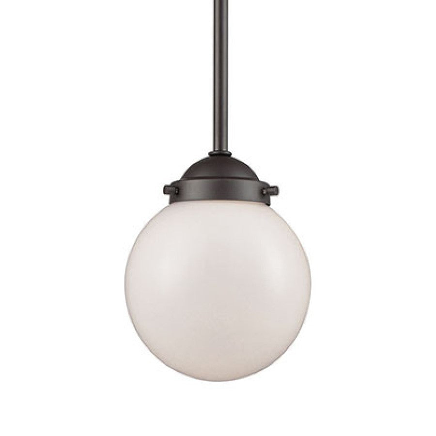 Atlas Lighting Beckett 6in 1-Light Mini Pendant | Modern Oil Rubbed Bronze and White Frosted Glass | Kitchen Island & Dining Room | Model CL11536-BZ1
