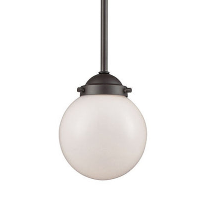Atlas Lighting Beckett 6in 1-Light Mini Pendant | Modern Oil Rubbed Bronze and White Frosted Glass | Kitchen Island & Dining Room | Model CL11536-BZ1