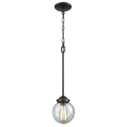 Atlas Lighting Beckett 6in 1-Light Mini Pendant | Modern Oil Rubbed Bronze and Clear Glass | Kitchen Island & Dining Room | Model CL11537-BZ2