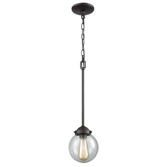 Atlas Lighting Beckett 6in 1-Light Mini Pendant | Modern Oil Rubbed Bronze and Clear Glass | Kitchen Island & Dining Room | Model CL11537-BZ2