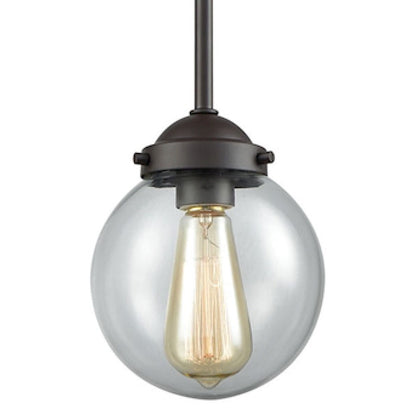 Atlas Lighting Beckett 6in 1-Light Mini Pendant | Modern Oil Rubbed Bronze and Clear Glass | Kitchen Island & Dining Room | Model CL11537-BZ2