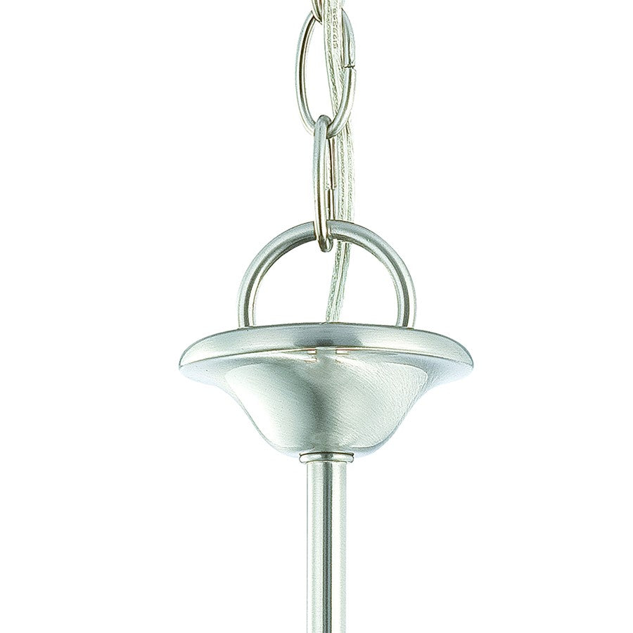 Atlas Lighting Bella 7in 1-Light Mini Pendant | Traditional Brushed Nickel and White Frosted Glass | Kitchen Island & Dining Room | Model CL11538-NK