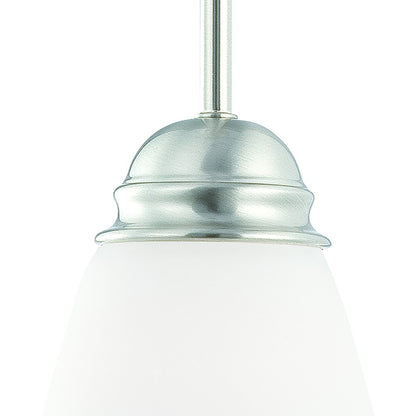 Atlas Lighting Bella 7in 1-Light Mini Pendant | Traditional Brushed Nickel and White Frosted Glass | Kitchen Island & Dining Room | Model CL11538-NK
