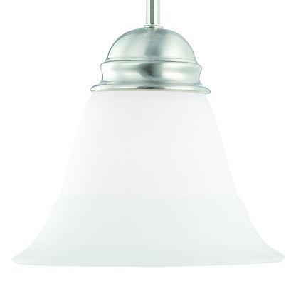 Atlas Lighting Bella 7in 1-Light Mini Pendant | Traditional Brushed Nickel and White Frosted Glass | Kitchen Island & Dining Room | Model CL11538-NK
