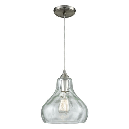 Atlas Lighting Belmont 10in 1-Light Mini Pendant | Modern Satin Nickel and Clear Water Glass | Kitchen Island & Dining Room | Model CL11539-NK