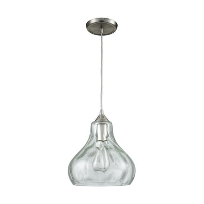 Atlas Lighting Belmont 10in 1-Light Mini Pendant | Modern Satin Nickel and Clear Water Glass | Kitchen Island & Dining Room | Model CL11539-NK