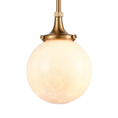 Atlas Lighting Beverly Hills 6in 1-Light Mini Pendant | Retro Satin Brass and White Frosted Glass | Kitchen Island & Dining Room | Model CL11541-BS