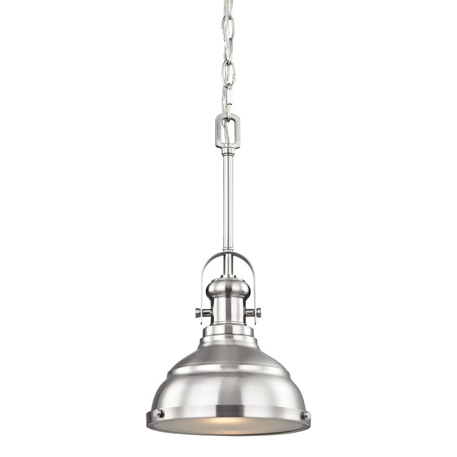 Atlas Lighting Blakesley 8in 1-Light Mini Pendant | Traditional Brushed Nickel and Nickel Metal Shade | Kitchen Island & Dining | Model CL11542-NK