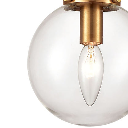 Atlas Lighting Boudreaux 6in 1-Light Mini Pendant | Mid-Century Matte Black and Antique Gold with Clear Glass | Kitchen Island | Model CL11543-GD