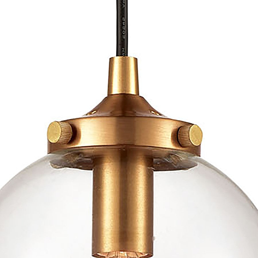Atlas Lighting Boudreaux 6in 1-Light Mini Pendant | Mid-Century Matte Black and Antique Gold with Clear Glass | Kitchen Island | Model CL11543-GD