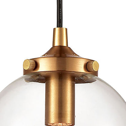 Atlas Lighting Boudreaux 6in 1-Light Mini Pendant | Mid-Century Matte Black and Antique Gold with Clear Glass | Kitchen Island | Model CL11543-GD