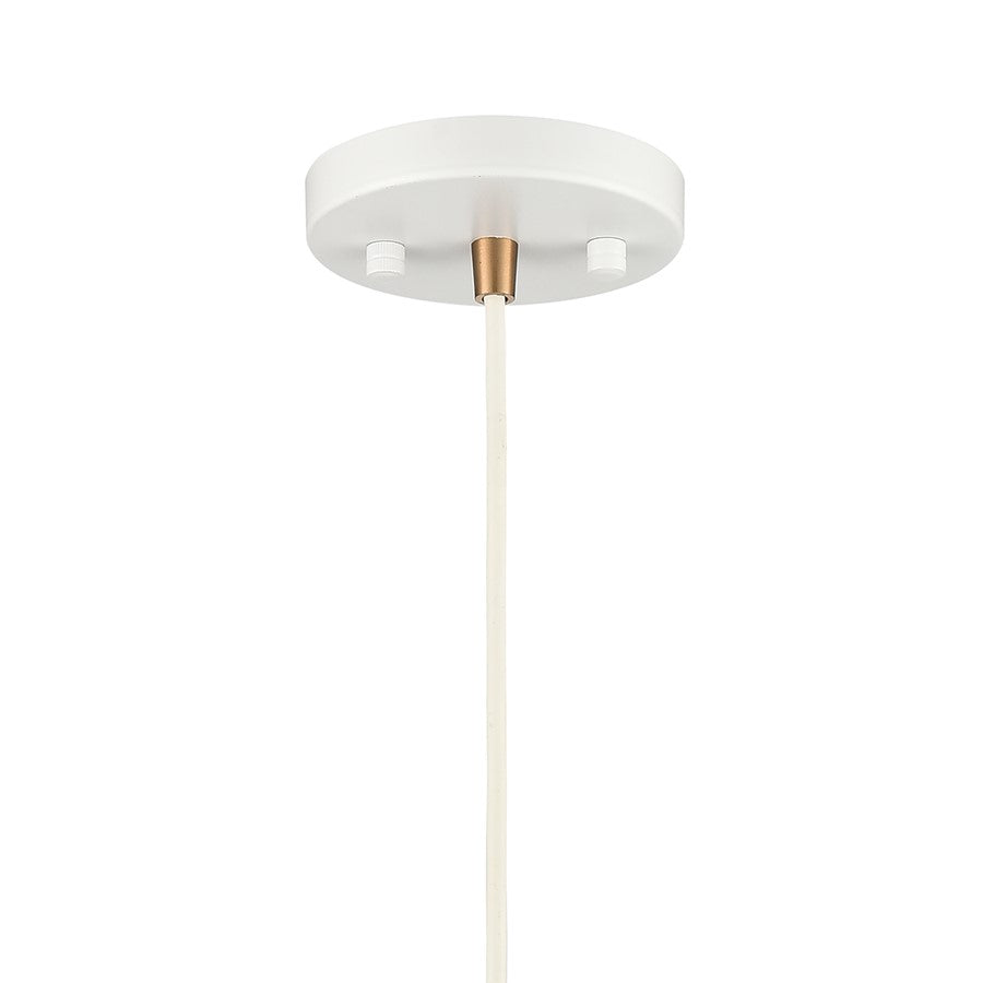 Atlas Lighting Boudreaux 6in 1-Light Mini Pendant | Mid-Century Matte White and Satin Brass with Clear Glass | Kitchen Island | Model CL11543-WH