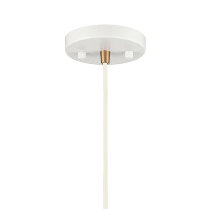 Atlas Lighting Boudreaux 6in 1-Light Mini Pendant | Mid-Century Matte White and Satin Brass with Clear Glass | Kitchen Island | Model CL11543-WH