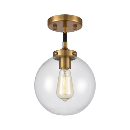Atlas Lighting Boudreaux 8in 1-Light Mini Pendant | Midcentury Antique Gold and Matte Black with Clear Glass | Kitchen Island | Model CL11544-GD