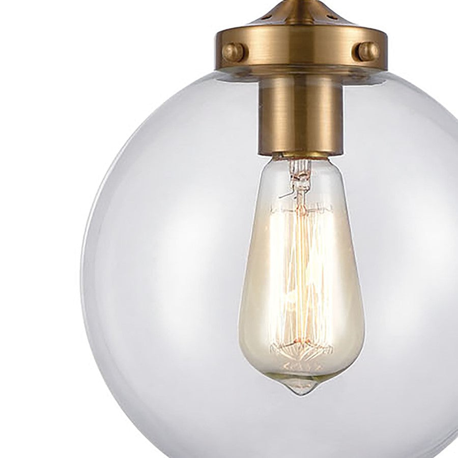 Atlas Lighting Boudreaux 8in 1-Light Mini Pendant | Midcentury Antique Gold and Matte Black with Clear Glass | Kitchen Island | Model CL11544-GD