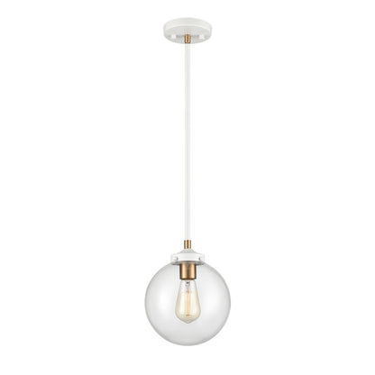 Atlas Lighting Boudreaux 8in 1-Light Mini Pendant | Mid-Century Matte White and Clear Glass | Kitchen Island & Dining Room | Model CL11544-WH