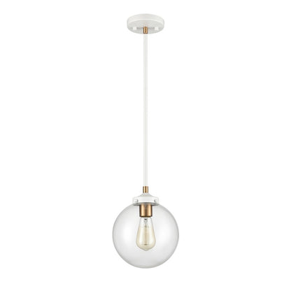 Atlas Lighting Boudreaux 8in 1-Light Mini Pendant | Mid-Century Matte White and Clear Glass | Kitchen Island & Dining Room | Model CL11544-WH