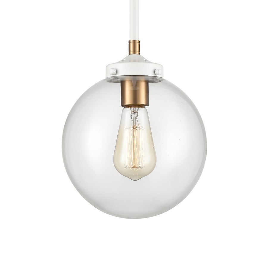 Atlas Lighting Boudreaux 8in 1-Light Mini Pendant | Mid-Century Matte White and Clear Glass | Kitchen Island & Dining Room | Model CL11544-WH