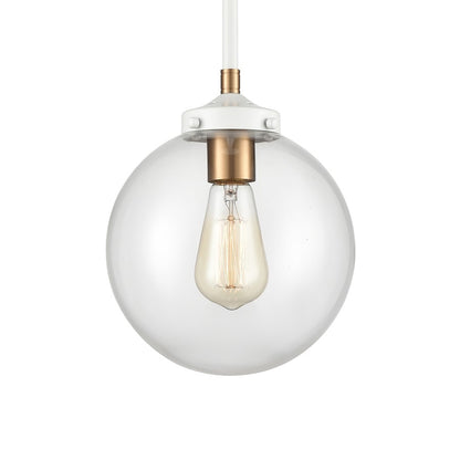 Atlas Lighting Boudreaux 8in 1-Light Mini Pendant | Mid-Century Matte White and Clear Glass | Kitchen Island & Dining Room | Model CL11544-WH