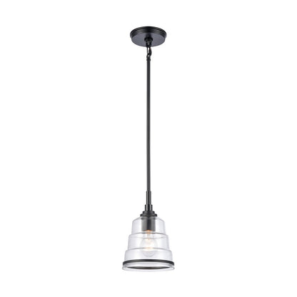 Atlas Lighting Boyer 6in 1-Light Mini Pendant | Transitional Matte Black and Clear Glass | Kitchen Island & Dining Room | Model CL11545-BK