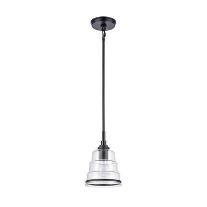 Atlas Lighting Boyer 6in 1-Light Mini Pendant | Transitional Matte Black and Clear Glass | Kitchen Island & Dining Room | Model CL11545-BK